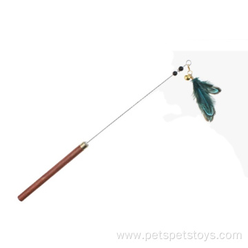 handle steel wire feather cat teaser with bell